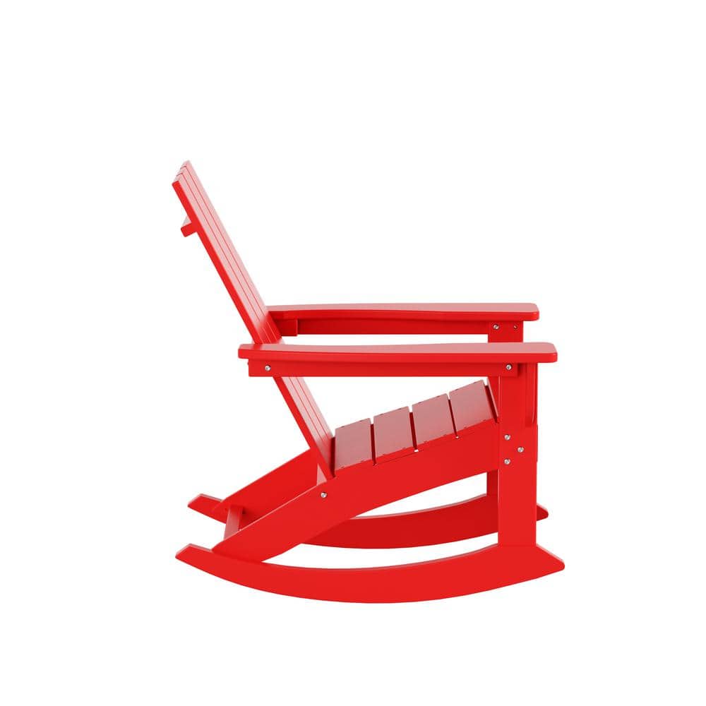Shoreside Eco-Friendly HDPE Adirondack Rocking Chair in Red