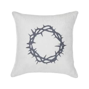 Risen Soft White, Charcoal Grey Crown of Thorns 6 in. x 6 in. Throw Pillow