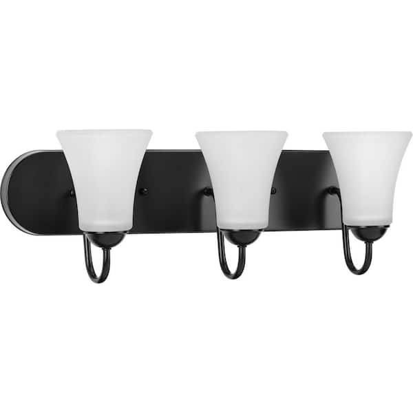 Progress Lighting Classic Collection 6-Light Matte Black Etched Glass Traditional Bath Vanity Light
