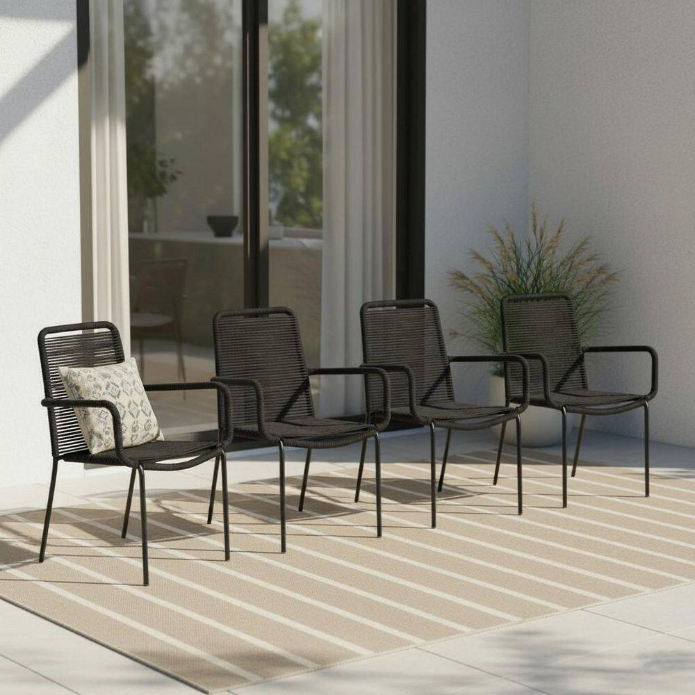 Palaio Black Stackable Wicker Outdoor Dining Chair (4-Pack) price history on PriceWatchPro
