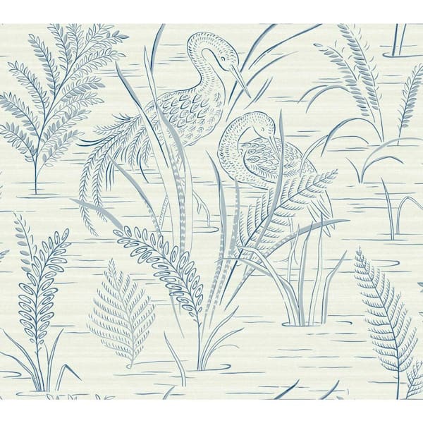 GRANDMILLENNIAL 60.75 sq. ft. Fernwater Cranes Wallpaper