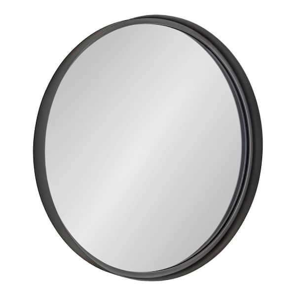 Kate and Laurel Armenta 28 in. x 28 in. Classic Round Framed Gray Wall Mirror