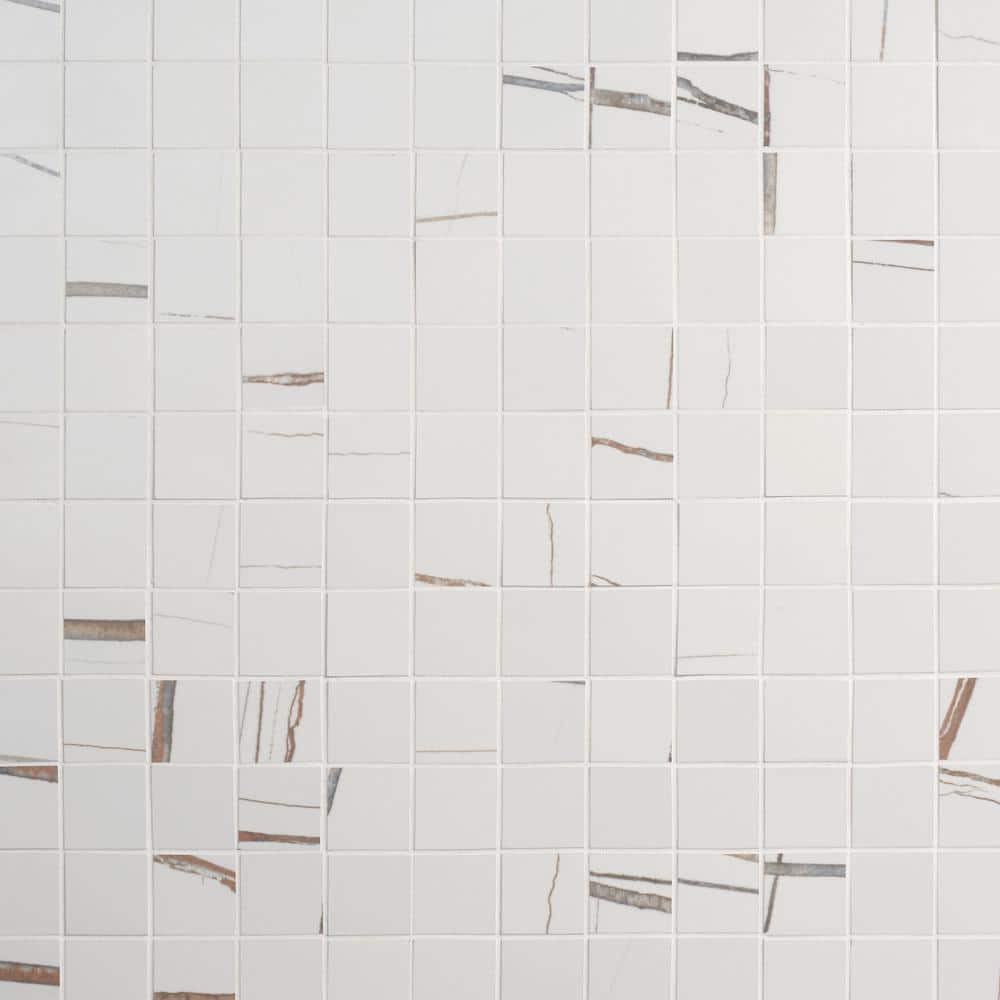 Terius Sahara Blanco 11.81 in. x 11.81 in. Matte Marble Look Porcelain Floor and Wall Mosaic Tile (0.96 Sq. Ft. Each) price history on PriceWatchPro