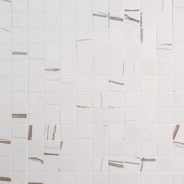 Ivy Hill Tile Terius Sahara Blanco 11.81 in. x 11.81 in. Matte Marble Look Porcelain Floor and Wall Mosaic Tile (0.96 Sq. Ft. Each)