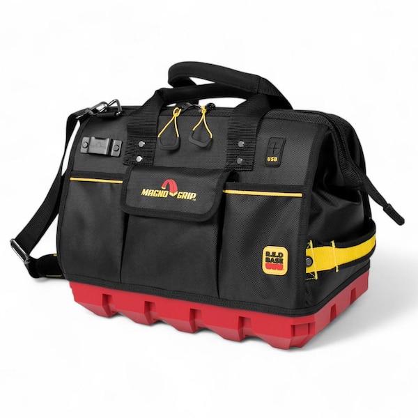 RED Base Series 16 in. 23-Pocket Large Mouth Tool Bag, 8 Loops, Comfort Grip Handles Adjustable Shoulder Strap