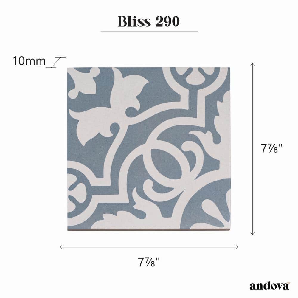 Bliss Beaux Blue and White Matte Porcelain Square Tile