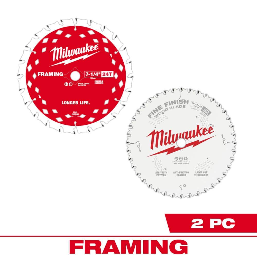 7-1/4 in. x 24-Tooth Framing & 40-Tooth Fine Finish Carbide Circular Saw Blades (2-Pack) price history on PriceWatchPro