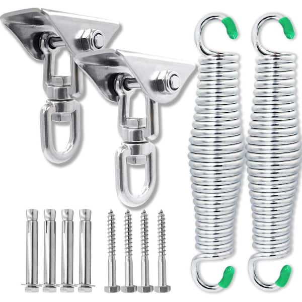 Stainless Steel Porch Swing Hanging Kit Heavy Duty 1600 lbs Load 360° Rotating Spring Hangers 2-Pack
