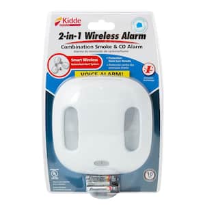 Battery Operated Smoke and Carbon Monoxide Combination Detector with Wire-Free Interconnect and Voice Alarm
