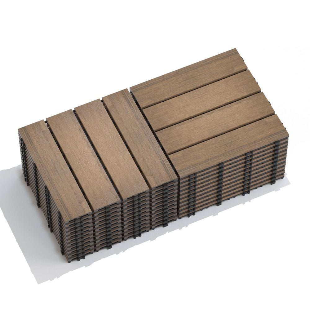 11.8 in. x 11.8 in. Square Wood-Plastic Composite Patio Deck Tiles, Water Resistant Indoor Outdoor, Oak (Set of 22) price history on PriceWatchPro