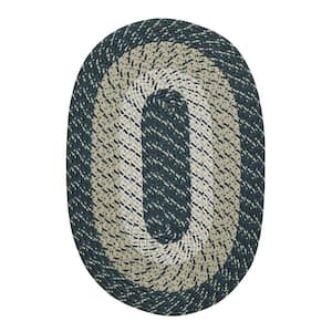 Country Stripe Braid Collection Hunter Stripe 64" x 100" Oval 100% Polypropylene Reversible Area Rug