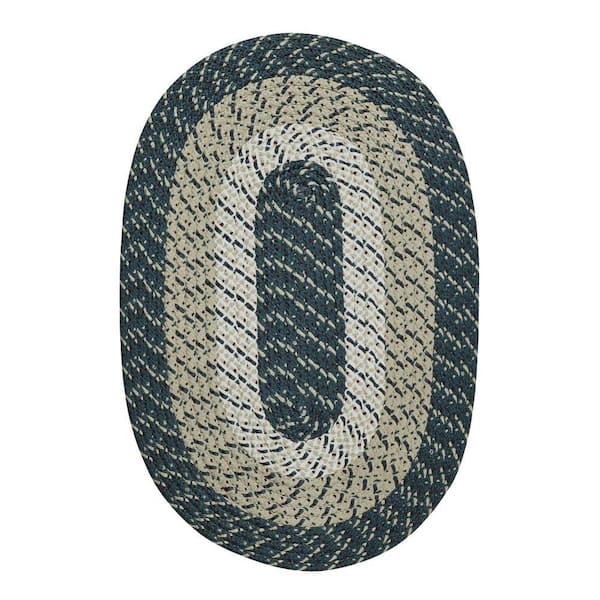Better Trends Country Stripe Braid Collection Hunter Stripe 96" x 132" Oval 100% Polypropylene Reversible Area Rug