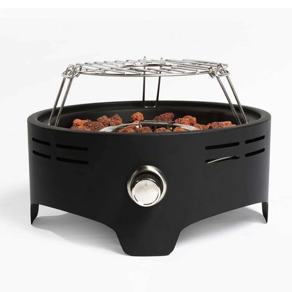 15 in. Outdoor Portable Propane Fire Pit, Camping Fire Pit with Cooking Sta
