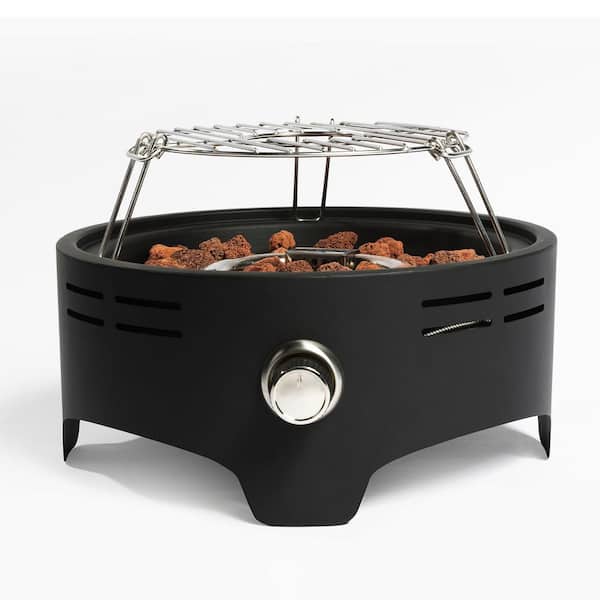 Unbranded 15 in. Outdoor Portable Propane Fire Pit, Camping Fire Pit with Cooking Stand for RV Travel Backyard Bonfire Picnic
