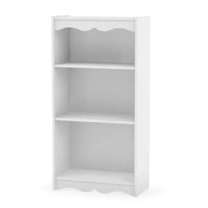 Hawthorn 48 in. Frost White Wood 3-shelf Standard Bookcase with Adjustable Shelves