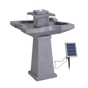 Courtyard 32 in. Light Gray Resin Solar Cascade Fountain