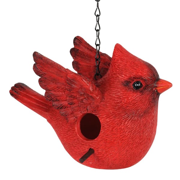 Exhart Cardinal Resin Birdhouse