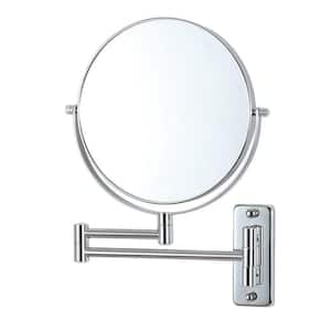 8 in. W x 8 in. H Small Round 2-Side 1X/10X Magnifying Telescopic Bathroom Wall Makeup Mirror in Chrome Finish V3
