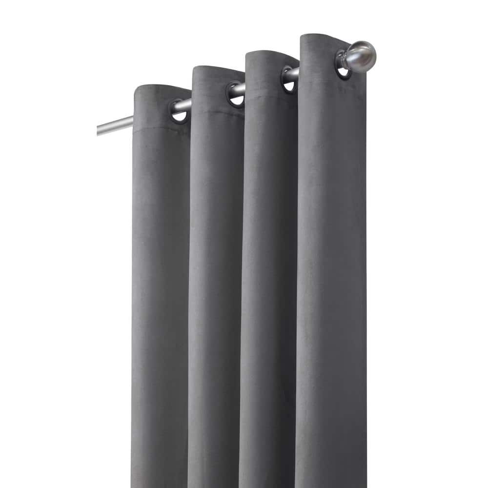 Dark Gray Polyester Blackout Grommet Curtain Panel 54 x 63 Inch