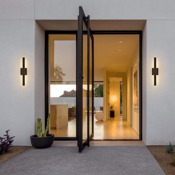 Edith 1-Light 20 in. Black Modern Linear Integrated LED Indoor/Outdoor Wall Light