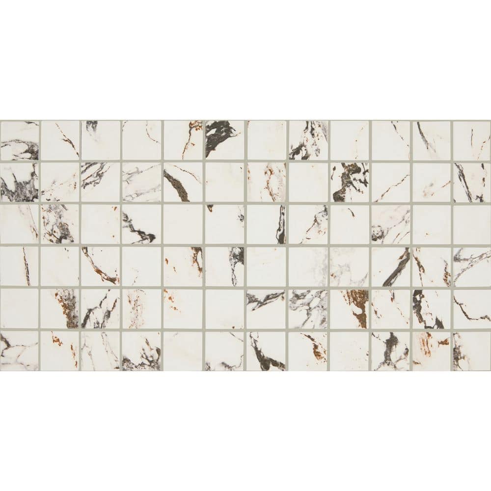 Panoramic Duet Calacatta Aries 12 in. x 24 in. Matte Ceramic Mosaic Floor and Wall Tile (24 sq. ft. /Case) price history on PriceWatchPro