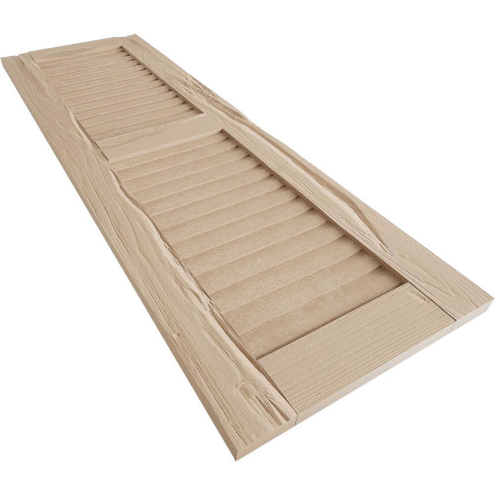 Riverwood Tan Faux Wood 52" Shutters with Louver Design