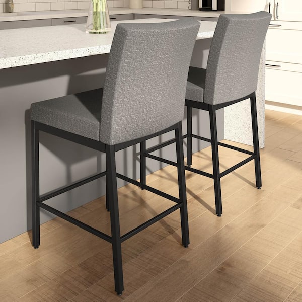 Amisco Perry Plus 26" Silver Grey Polyester / Black Metal Counter Stool