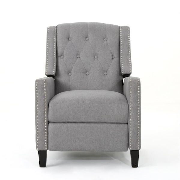 Unbranded Izidro Light Grey and Dark Brown Tufted Recliner
