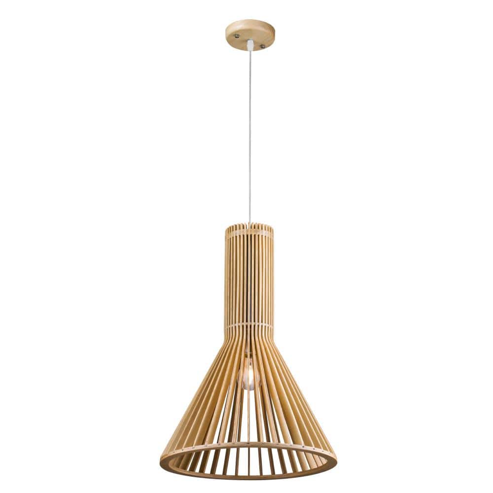 Bethel Wood Cage Frame 15.7" Modern Pendant Light