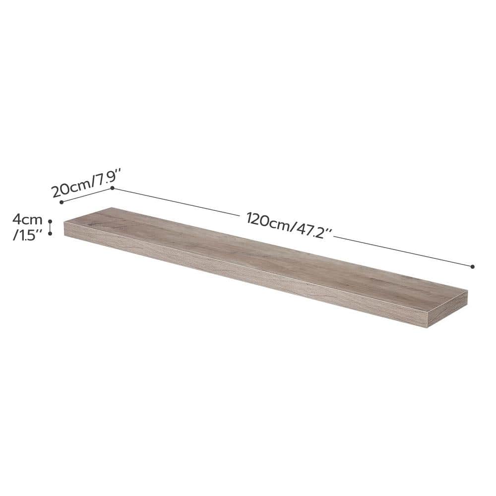 47.2" Greige Wood Floating Wall Shelf Set with Invisible Brackets