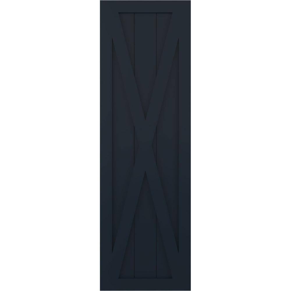 12 in. x 71 in. True Fit PVC Single X-Board Farmhouse Fixed Mount Board and Batten Shutters Pair in Starless Night Blue price history on PriceWatchPro
