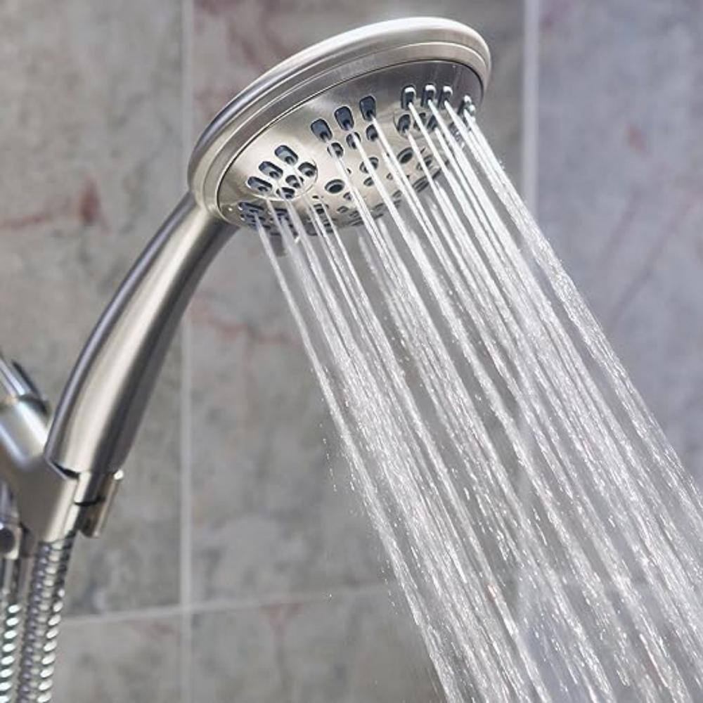 Brushed Nickel Handheld Shower Head with 6 Spray Settings
