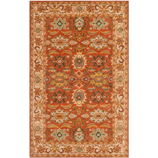 SAFAVIEH Heritage Rust/Beige 5 ft. x 8 ft. Border Area Rug
