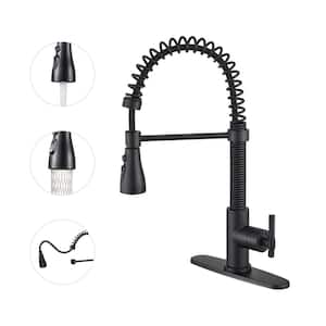 Single Handle Pull Down Sprayer Kitchen Faucet with Power Clean Multi-Function Spray in Matte Black