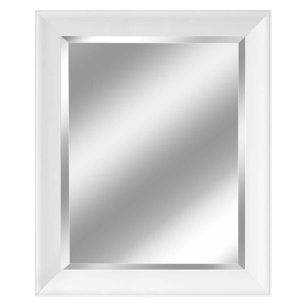 Deco Mirror 275 In W X 335 In H Framed Rectangular Beveled Edge Bathroom Vanity Mirror In Matte White 2077 The Home Depot