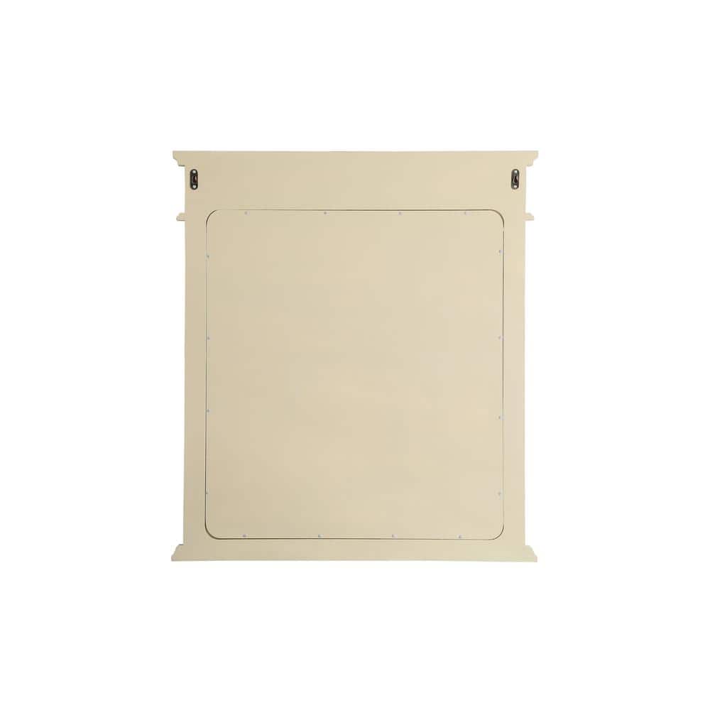 Elegant Light Antique Beige Wood Framed Rectangular Mirror