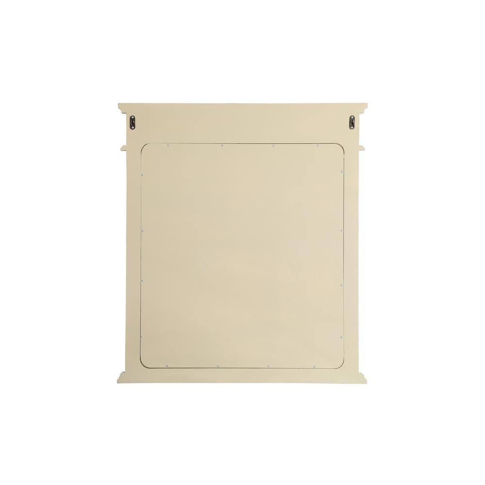 Elegant Light Antique Beige Wood Framed Rectangular Mirror