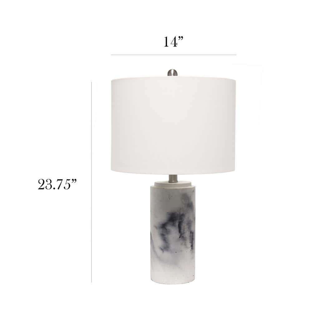 Chic Sophistication 16" White Marble-Effect Concrete Table Lamp