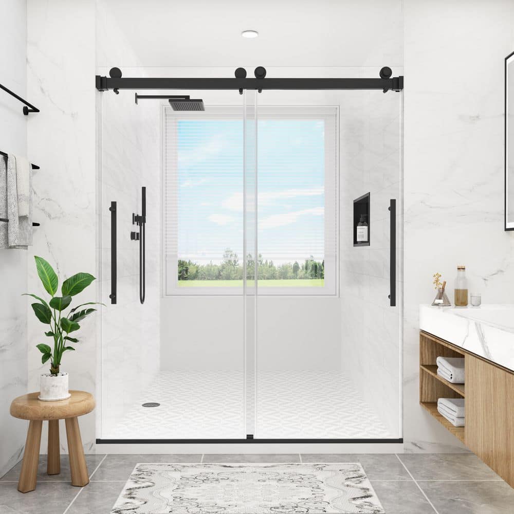 50 in. - 54 in. W x 76 in. H Double Sliding Frameless Shower Door in Matte Black with 8 mm Tinted Glass price history on PriceWatchPro