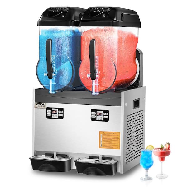 Commercial Slushy Machine, 811 oz. in Black 12 L x 2 Double Tank Frozen Drink Machine, 96 Cups Snow Cone Machine