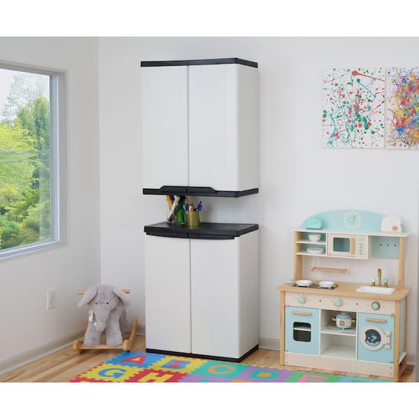 HDX Premium One 26.9 in. W x 33.8 in. H x 15.8 in. D 2-Shelf Resin