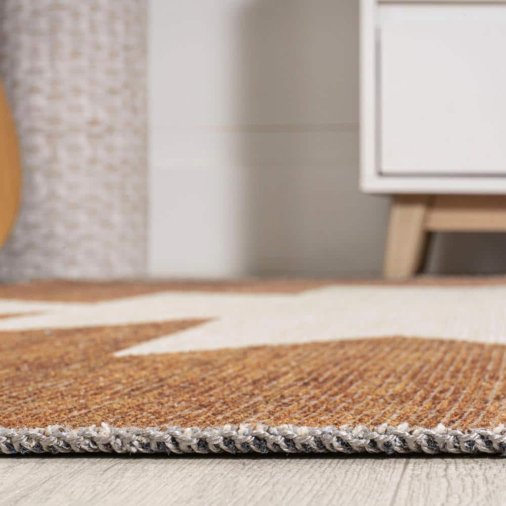Chayton Terracotta and Cream Geometric Washable Area Rug 8' x 10'