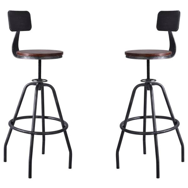 Today's Mentality Getty Adjustable Silver Brushed Gray Bar Stool (Set of 2)