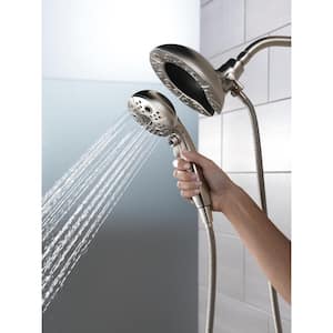 In2ition Two-in-One 5-Spray 6.9 in. Dual Wall Mount Fixed and Handheld H2Okinetic Shower Head in Stainless
