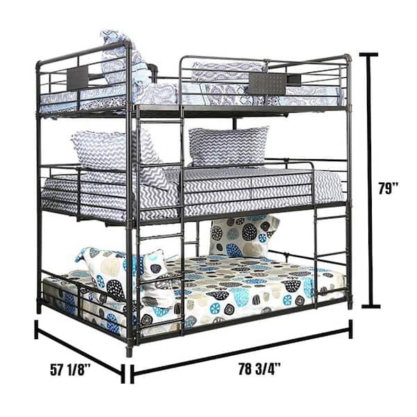 Olga I Full Bunk Bed in Sand Black and light Pure Copper