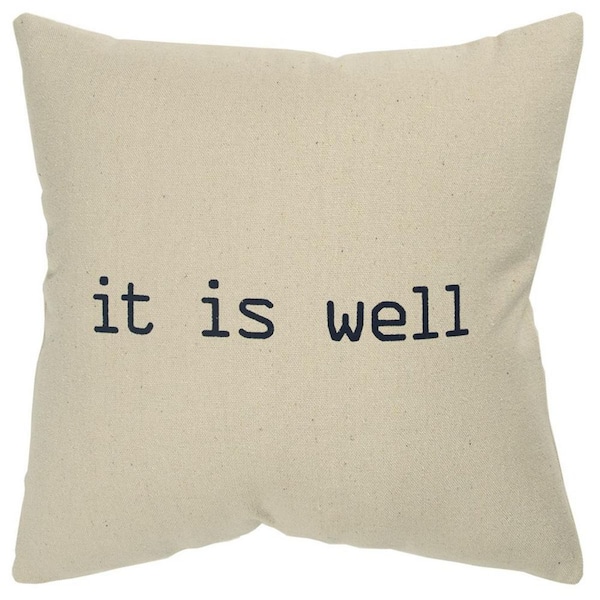 HomeRoots Natural Solid Polyester 20 in. x 20 in. Throw Pillow
