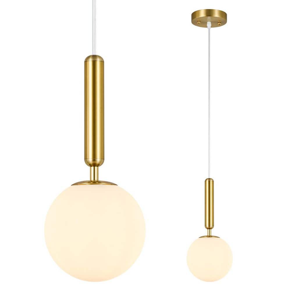 Home Lighting 40W 1-Light Mid Century Gold Retro Pendant Light with Globe Milky White Glass for Bedroom, 1 Pack price history on PriceWatchPro