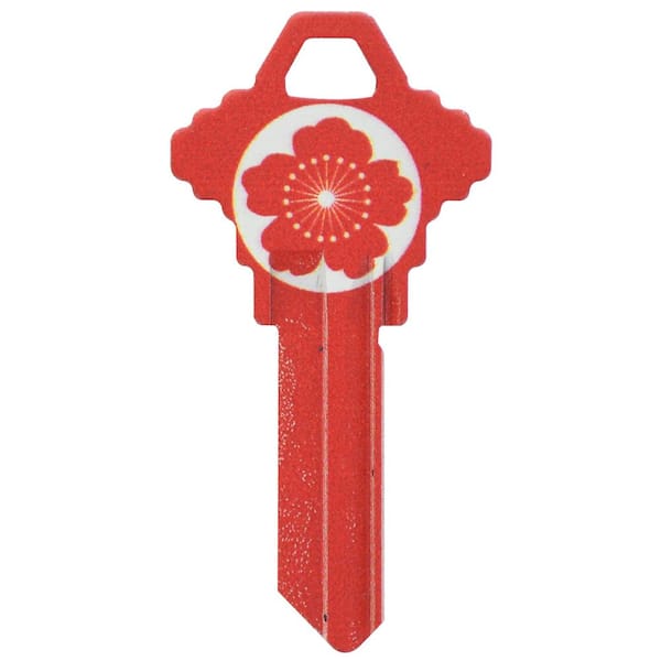The Hillman Group Schlage Brass House and Entry Key Blank Flower Design