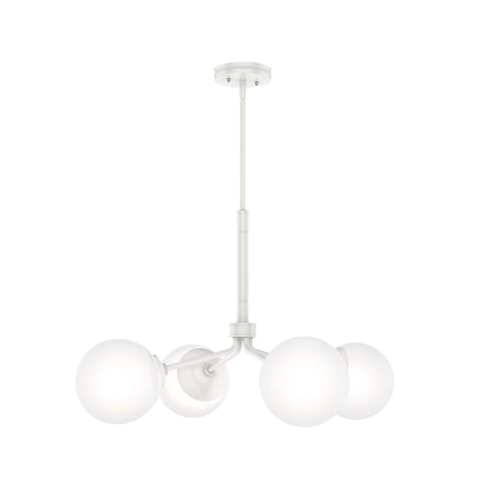 Matte White 4-Light Sputnik Chandelier with Glass Globes