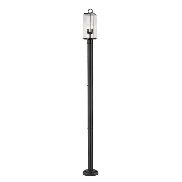 Unbranded Sana 2-Light Black Aluminum Hardwired Outdoor Weather Resistant Post Light with No Bulbs Included